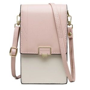 Pink, white and gold mini crossbody bag purse